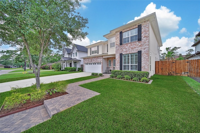8322 Merlin Dr, Spring Valley Village, TX 77055 - view of front of home featuring an attached garage, concrete driveway, brick siding, and stucco siding