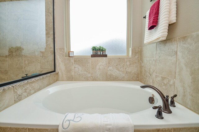 bathroom featuring a healthy amount of sunlight and a garden tub