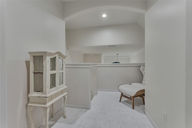 office with arched walkways, visible vents, and recessed lighting
