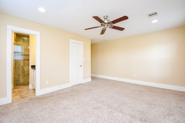 1406 Foxwood Rd, Houston, TX 77008 - empty room with light colored carpet, a ceiling fan, visible vents, and baseboards