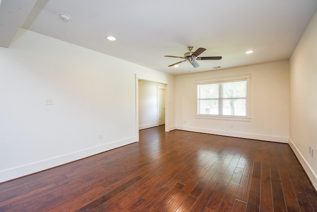 1406 Foxwood Rd, Houston, TX 77008 - spare room featuring recessed lighting, baseboards, a ceiling fan, and dark wood finished floors