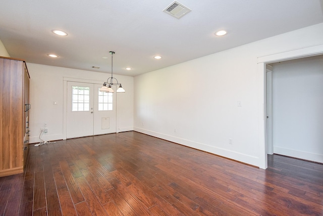 1406 Foxwood Rd, Houston, TX 77008 - unfurnished room with recessed lighting, baseboards, dark wood-style flooring, and visible vents