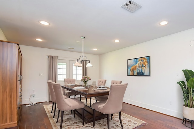 1406 Foxwood Rd, Houston, TX 77008 - dining area with recessed lighting, baseboards, dark wood-style flooring, and visible vents