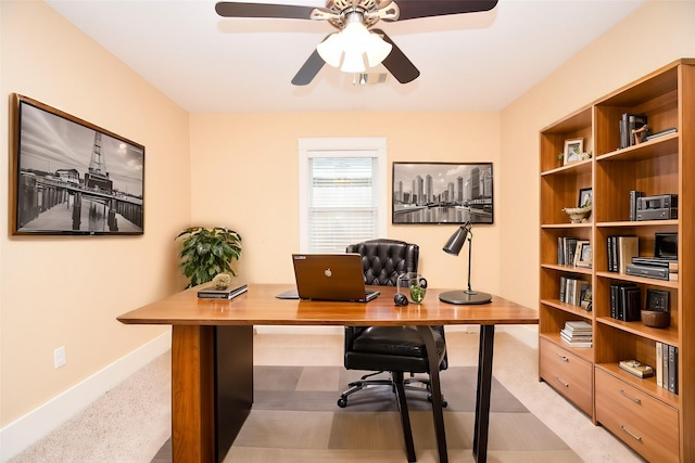1406 Foxwood Rd, Houston, TX 77008 - office area with baseboards and ceiling fan