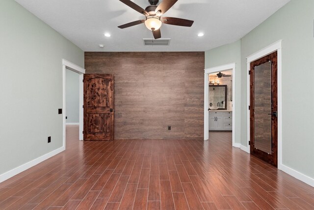 230009 Kama Dr, Porter, TX 77365 - spare room featuring recessed lighting, ceiling fan, an accent wall, and visible vents