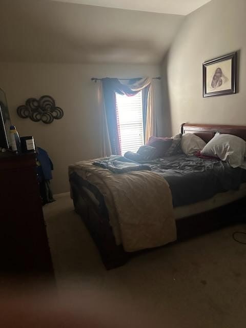 15827 Maple Shores Dr, Houston, TX 77044 - carpeted bedroom featuring vaulted ceiling