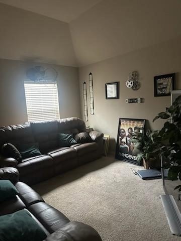 15827 Maple Shores Dr, Houston, TX 77044 - living area featuring carpet flooring and vaulted ceiling