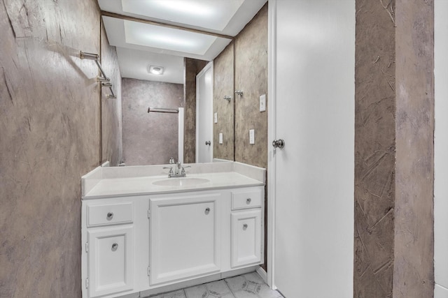 7447 Cambridge St, Houston, TX 77054 - bathroom featuring vanity and marble look tiles