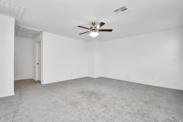 25489 Northpark Spruce Dr, Porter, TX 77365 - unfurnished room featuring ceiling fan, attic access, visible vents, baseboards, and carpet flooring