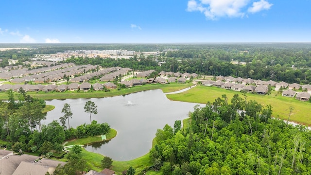 birds eye view of property featuring a residential view and a water view