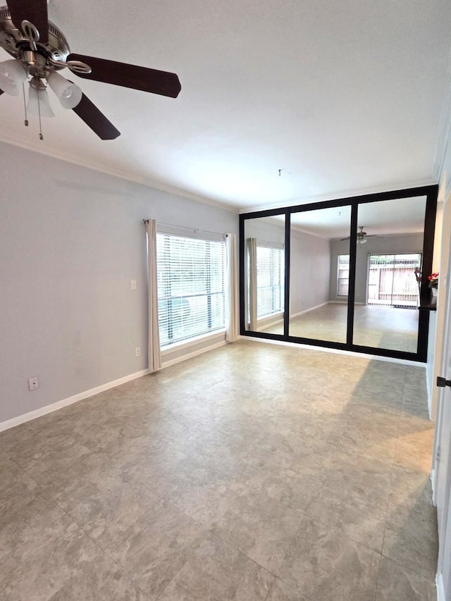11711 Memorial Dr Unit 97, Houston, TX 77024 - unfurnished room with crown molding, ceiling fan, baseboards, and tile patterned floors