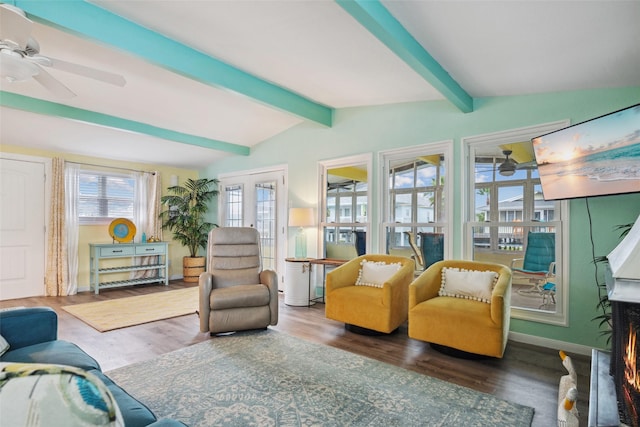 22118 Matagorda Dr, Galveston, TX 77554 - sunroom featuring beamed ceiling and french doors