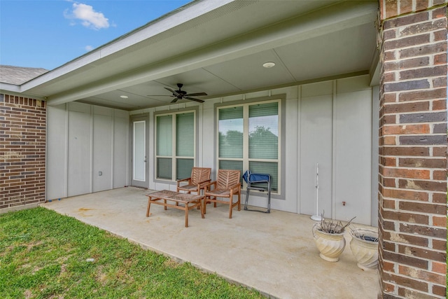 view of patio / terrace featuring a ceiling fan
