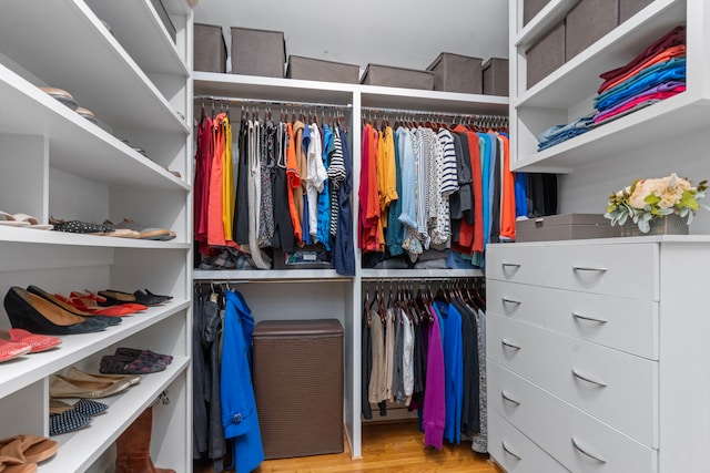 spacious closet featuring wood finished floors