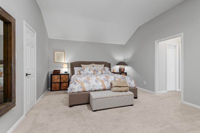 9614 Oconnor Ln, Missouri City, TX 77459 - bedroom with baseboards, carpet flooring, and lofted ceiling