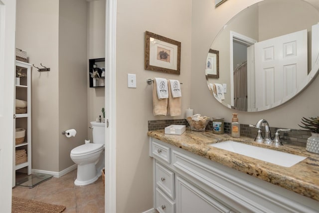 9614 Oconnor Ln, Missouri City, TX 77459 - full bathroom featuring toilet, baseboards, tile patterned floors, and vanity