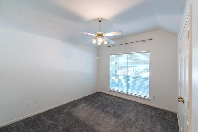 54 N Crossed Birch Pl, The Woodlands, TX 77381 - carpeted empty room featuring baseboards, a ceiling fan, and lofted ceiling