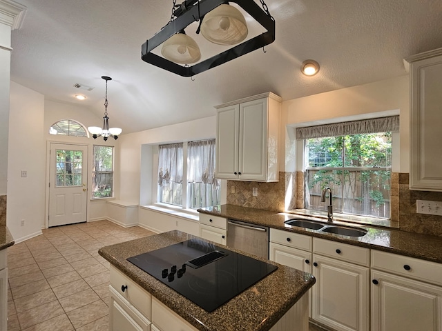 54 N Crossed Birch Pl, The Woodlands, TX 77381 - kitchen with a sink, a wealth of natural light, stainless steel dishwasher, and black electric cooktop