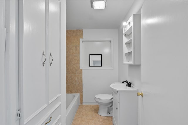 full bath with vanity, tile patterned floors, and toilet