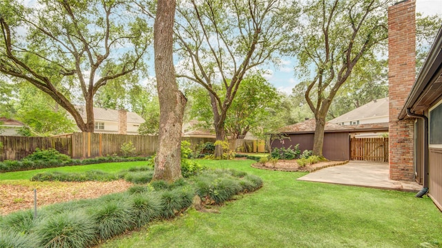 view of yard featuring a fenced backyard and a patio area