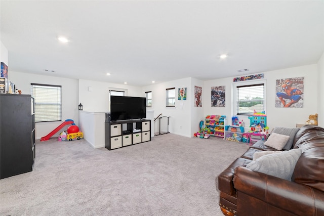41534 Stampede Stream Dr, Magnolia, TX 77354 - recreation room featuring carpet floors, baseboards, recessed lighting, and visible vents