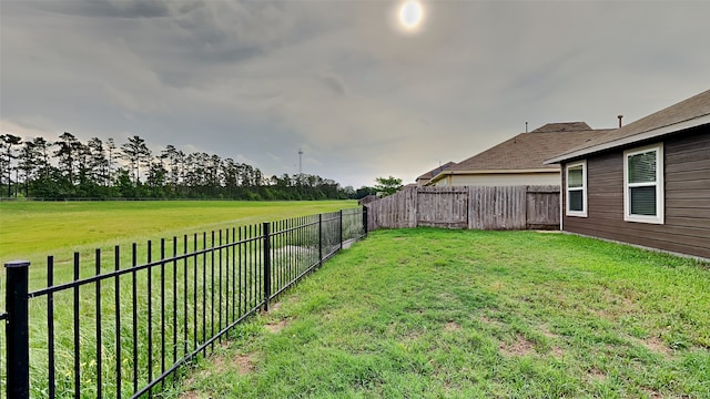 view of yard with a fenced backyard