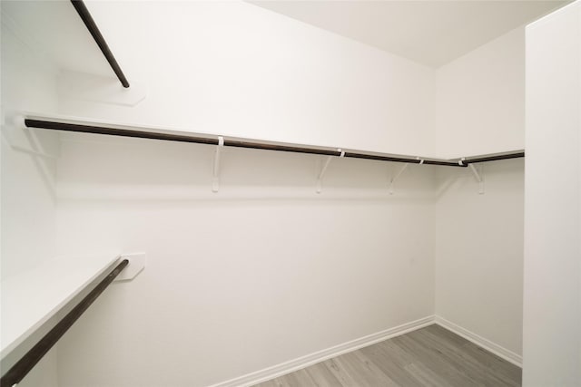 walk in closet with light wood-style floors
