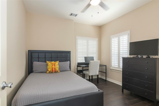 1900 Vermont St Unit B, Houston, TX 77019 - bedroom with dark wood-style flooring and a ceiling fan