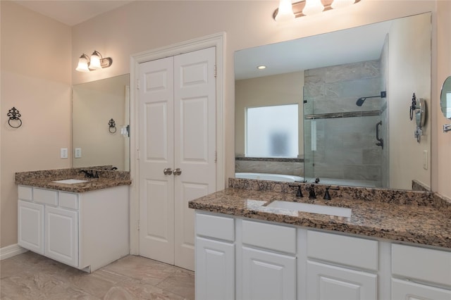 1900 Vermont St Unit B, Houston, TX 77019 - bathroom with a shower stall, vanity, and a garden tub