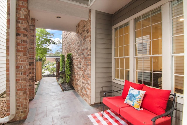 view of patio featuring a porch