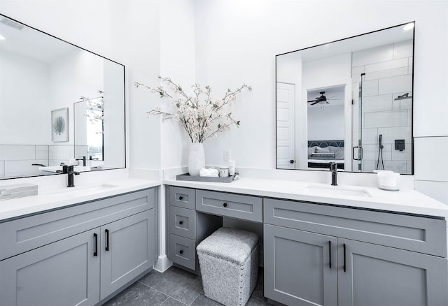 3808 Jefferson St, Houston, TX 77003 - ensuite bathroom featuring a sink, two vanities, a shower stall, and connected bathroom