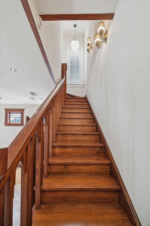 2614 Stanford St, Houston, TX 77006 - stairway with wood finished floors