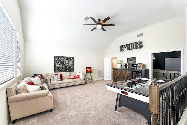 2502 Crossvine Dr, Katy, TX 77494 - recreation room featuring carpet floors, ceiling fan, and visible vents