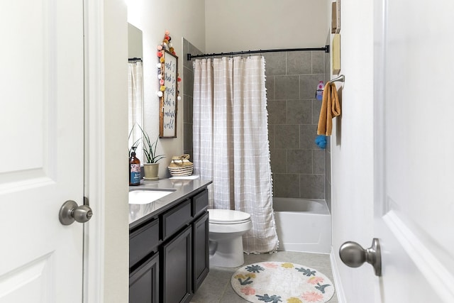 2502 Crossvine Dr, Katy, TX 77494 - bathroom featuring toilet, tile patterned floors, shower / bath combo, and vanity