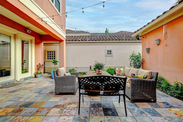 view of patio featuring an outdoor hangout area