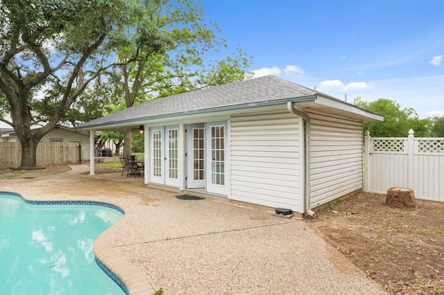 6625 E Post Rd, Kyle, TX 78640 - view of pool featuring a fenced in pool, a patio area, fence, and french doors