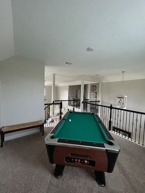 15419 Greenford Glen Dr, Cypress, TX 77429 - playroom with billiards, visible vents, and carpet floors