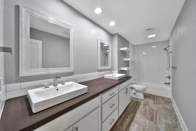 1226 Westgreen Blvd, Katy, TX 77450 - full bath with a sink, bathtub / shower combination, toilet, and double vanity