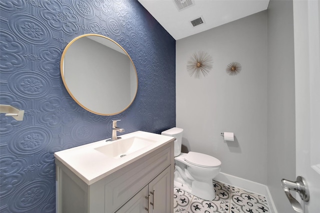 1226 Westgreen Blvd, Katy, TX 77450 - half bath with toilet, baseboards, visible vents, and vanity