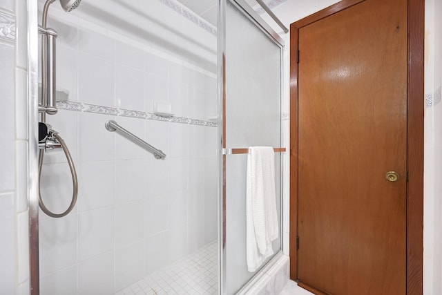 bathroom featuring a stall shower