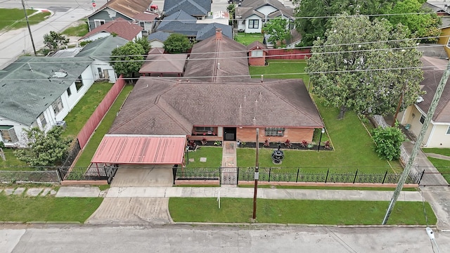 drone / aerial view with a residential view