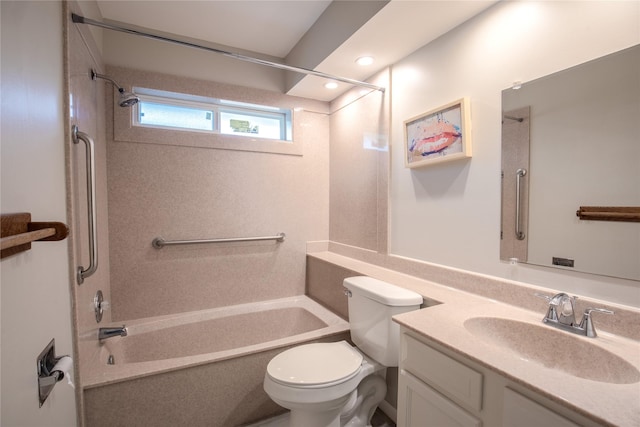 11306 Chiselhurst Way Ct, Houston, TX 77065 - full bathroom featuring vanity,  shower combination, recessed lighting, and toilet