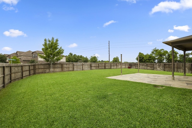 view of yard with a patio and a fenced backyard