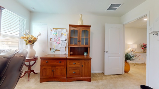22523 Strathmore Dr, Richmond, TX 77469 - office with baseboards, light carpet, and visible vents