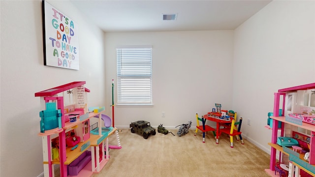 22523 Strathmore Dr, Richmond, TX 77469 - rec room featuring baseboards, carpet flooring, and visible vents