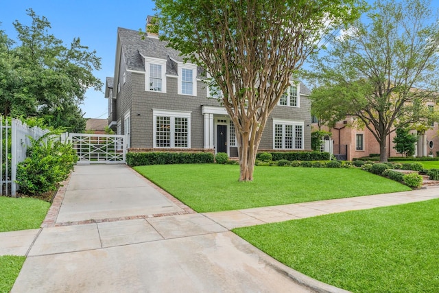 2530 Stanmore Dr, Houston, TX 77019 - view of front of home with a gate and a chimney