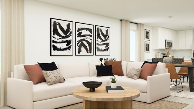 living room featuring light wood-style floors