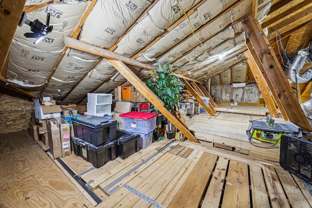 view of unfinished attic