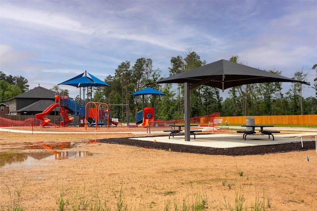 communal playground with fence