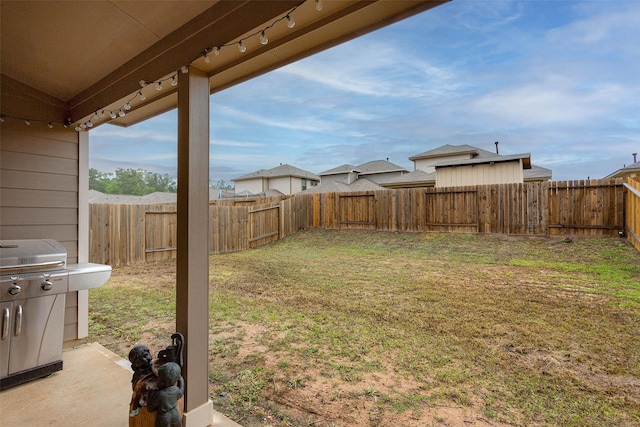 view of yard featuring a fenced backyard